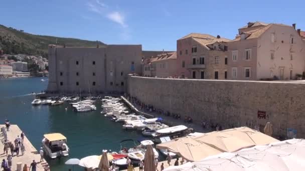 Dubrovnik Limanı Hırvatistan Gruz Limanı Dubrovnik Yatlar Feribot Yolcu Gemileri — Stok video