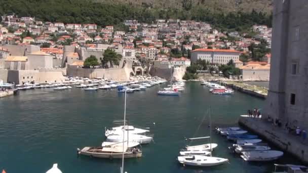 Porto Dubrovnik Croazia Gruz Harbor Ingresso Marittimo Principale Dubrovnik Porto — Video Stock