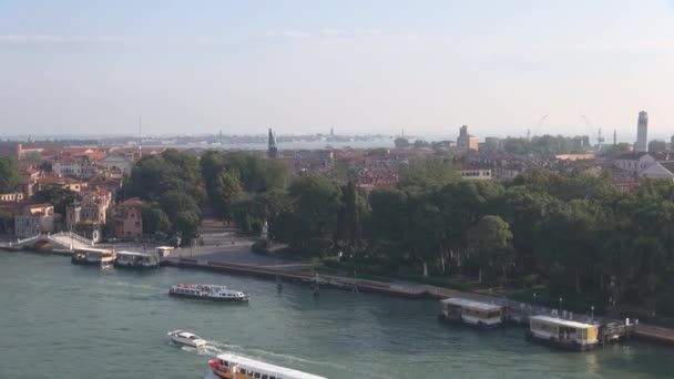Venetië Italië Luchtfoto Van Venetië Waterkant Promenade Riva Dei Sette — Stockvideo