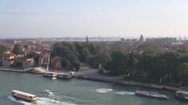 Tidsfördröjning Venedig Italien Flygvy Över Venice Waterfront Promenade Riva Dei — Stockvideo