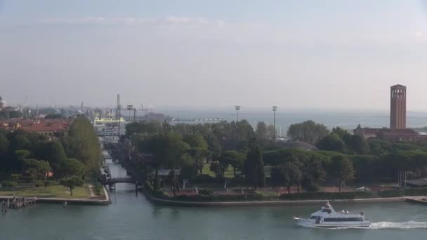Venedig Italien Luftaufnahme Der Hafenpromenade Von Venedig Militärschule Scuola Navale — Stockvideo