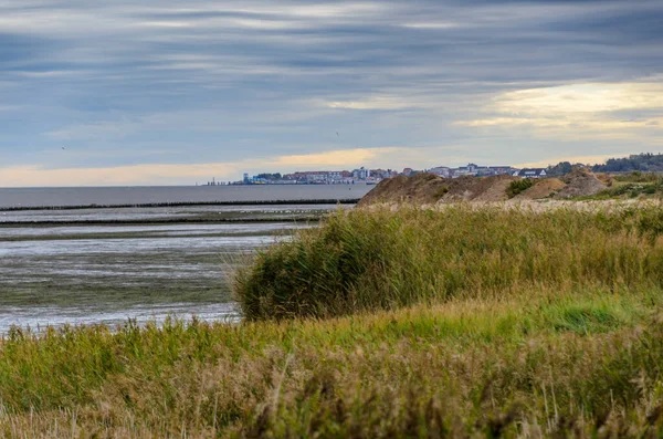Wadden Denizi, Amrum Adası, Kuzey Frizya Adası, Almanya 'nın kuzeyinde Schleswig-Holstein eyâletinde, alçak gelgitte. Wittduen köyünün uzak köşesinde limanlı