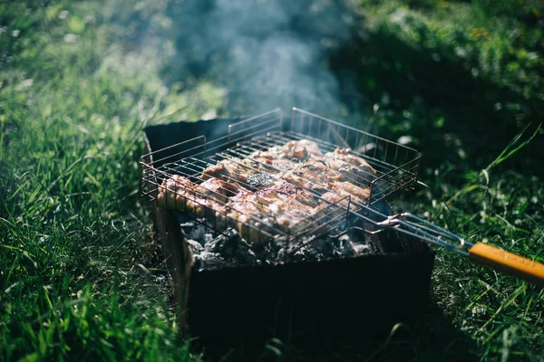 Barbecue un jour d'été dans le jardin. Concept de loisirs de plein air pique-nique — Photo