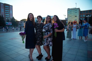 Flashmob kadınsı ve gün güzellik. Cherkasy Ukrayna 20 Eylül 2018.