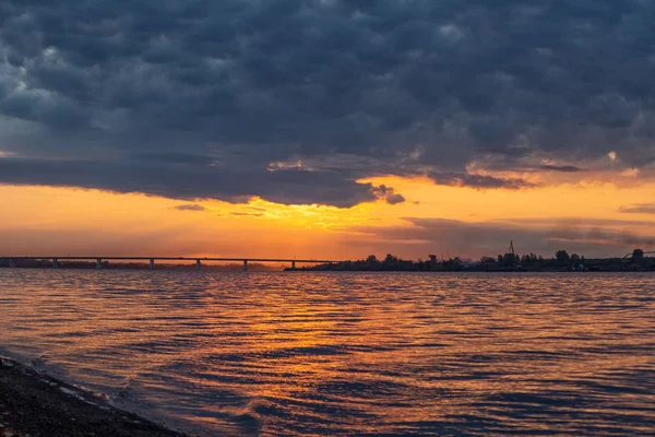 Осінній Або Літній Захід Або Схід Сонця Річці Дуже Красиве — стокове фото