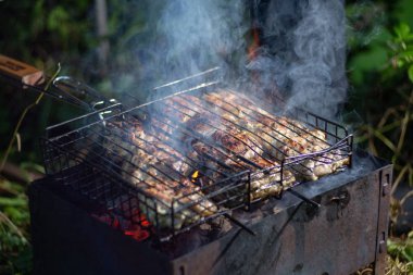 Şiş kebap, gece ızgarada kızartılmış.