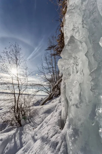 Ijs Winter Zonnige Dag Oeral — Stockfoto