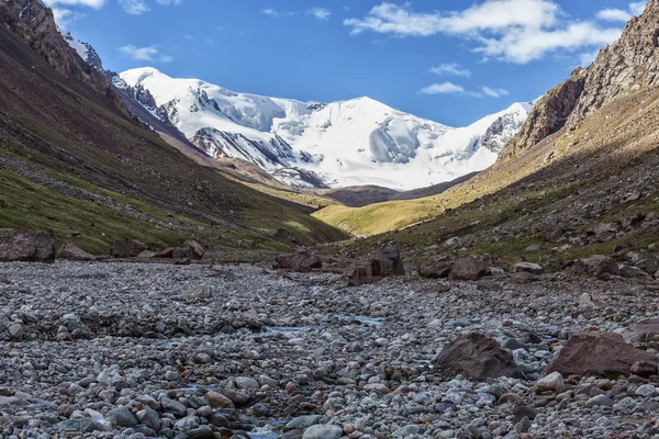 Krajobraz Górami Podróż Góry Alpejskie Łąki Zielona Trawa Skały Niebo — Zdjęcie stockowe