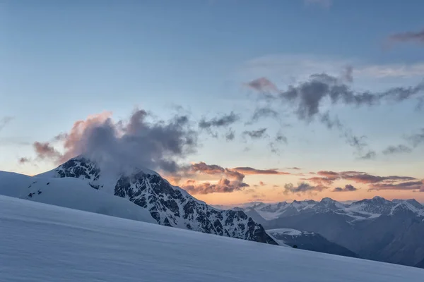 Landscape of mountains and glaciers in sunny weather