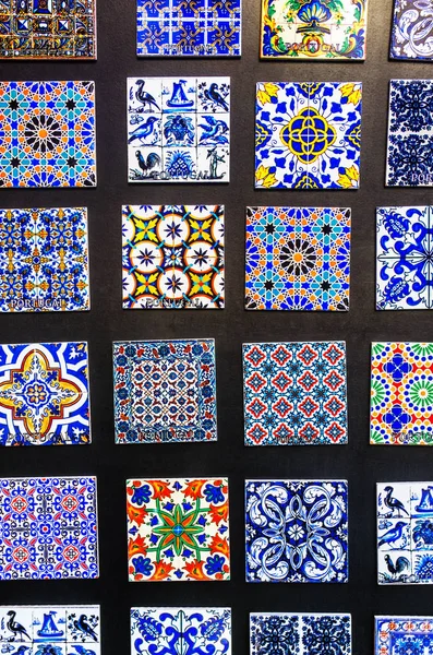 Magnets Typical Portuguese Tiles Sale Souvenir Shop — Stock Photo, Image