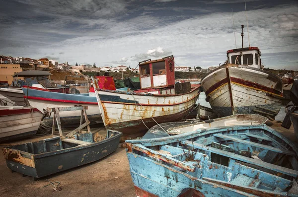 Alte Fischerboote Hafen Sines Portugal — Stockfoto