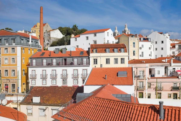 Σπίτια Γειτονιά Της Alfama Και Στέγες Λισαβόνα Πορτογαλία — Φωτογραφία Αρχείου