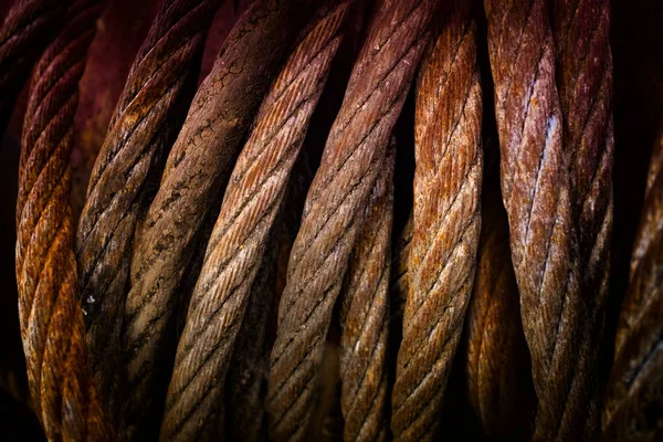 Closeup Old Rusty Steel Cable — Stock Photo, Image