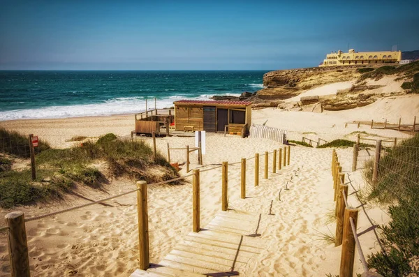 Вид Пляж Гинчо Регионе Кашкайш Португалии — стоковое фото