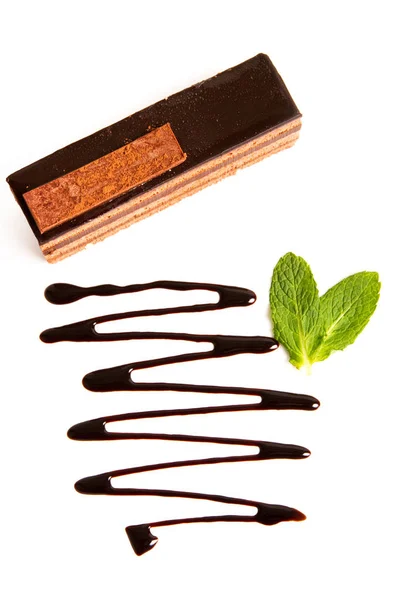 Pedaço Bolo Chocolate — Fotografia de Stock