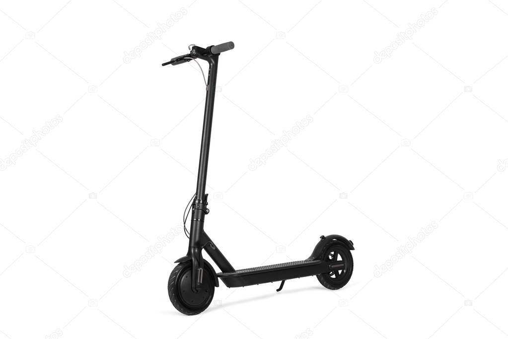 Electric black scooter in a isolated view