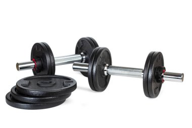 İzole bir görünümde dumbbells