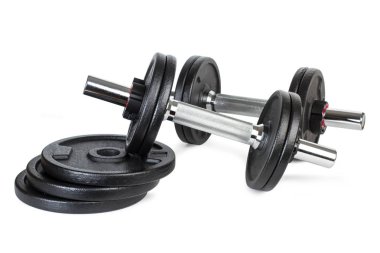 İzole bir görünümde dumbbells