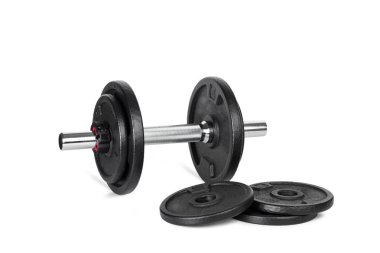 İzole bir görünümde dumbbells