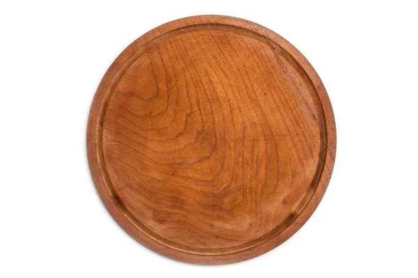 Brown Wooden Plate Isolated View — Stock Photo, Image