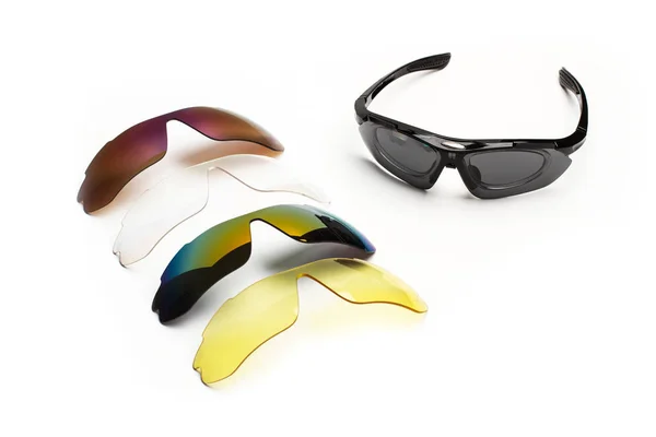 Sport Sunglasses Diferent Color Lenses — Stock Photo, Image