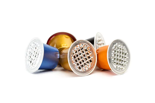 Used coffee capsules on a isolated view