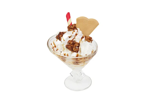 Sundae Gelato Bicchiere Cristallo — Foto Stock