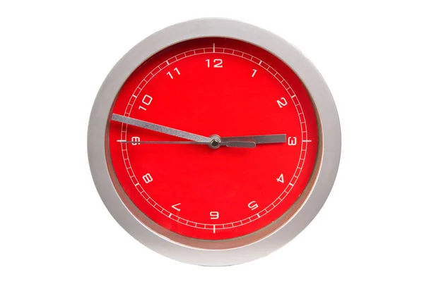 Reloj Rojo Sobre Fondo Blanco —  Fotos de Stock