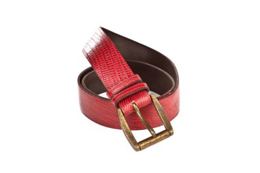 Beyaz arka planda kırmızı bir lether kemeri