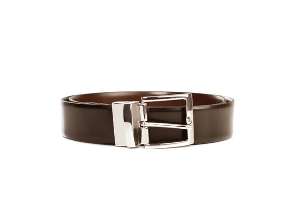 Ceinture Cuir Marron Sur Fond Blanc — Photo