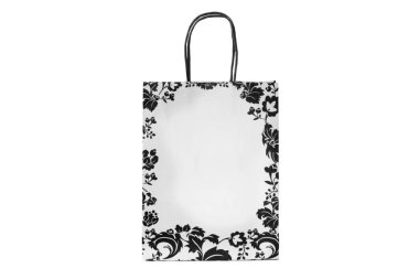 Beyaz arka plan üzerine kağıt hediye çantası