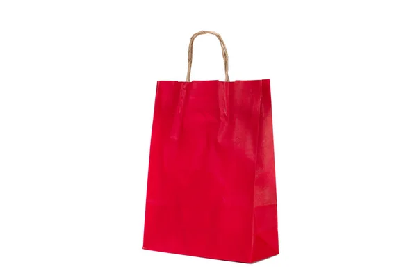 Bolsa Regalo Papel Rojo Sobre Fondo Blanco — Foto de Stock