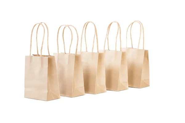 Five Paper Bags Long Handles — Stock Photo, Image