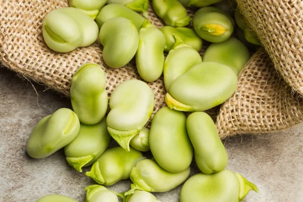 Rohe Saubohnen Klecks Sack — Stockfoto