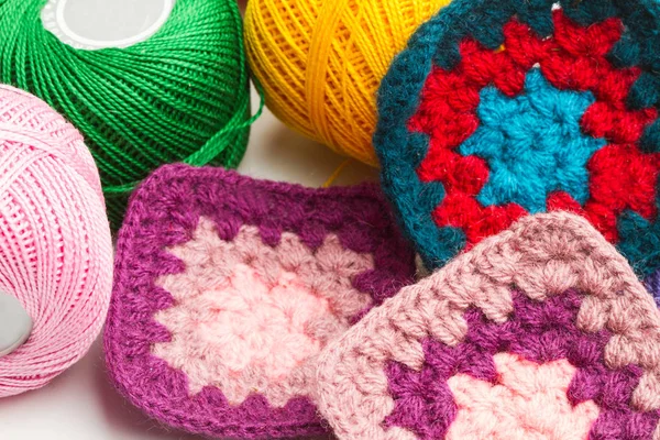 Colored Wool Crochet Doilies Thread Balls — Stock Photo, Image