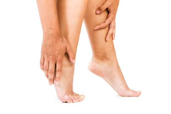 Frau Berührt Ihre Eigenen Füße — Stockfoto