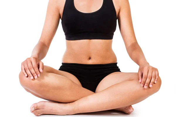 Mujer Practicando Yoga Sobre Fondo Blanco —  Fotos de Stock