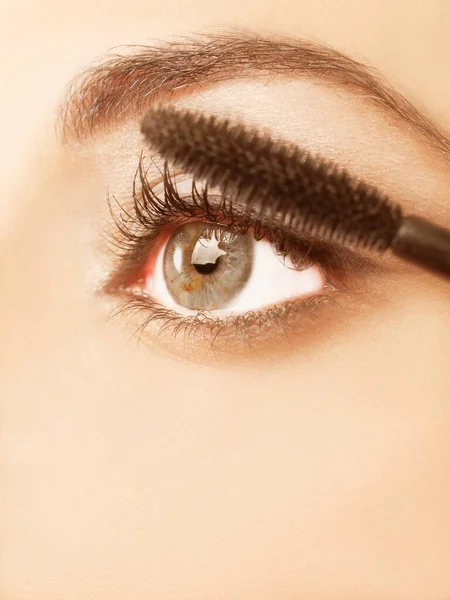 Woman Putting Makeup Her Eyelash Close View — Stock Photo, Image