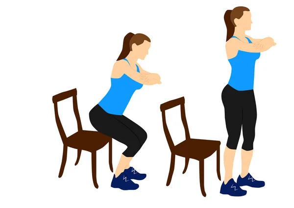 Woman fitness exercises: Sit on the chair