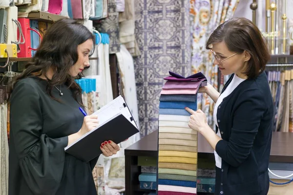 Pequeña Empresa Tienda Sala Exposición Telas Accesorios Para Interior Las — Foto de Stock