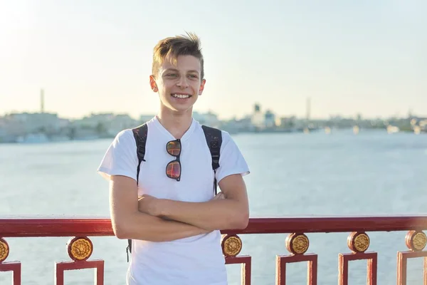 Portrait of stylish smiling teenage boy of 15 years old — Stock Photo, Image