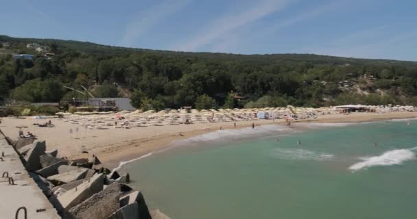 Overview video beach seascape, Bulgaria Black sea Nirvana beach. — Stock Video