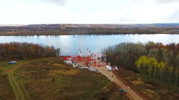 Muhteşem Panoramik Yeni Elektrik Kulesi Inşaat Site Arasında Yakın Büyük — Stok video
