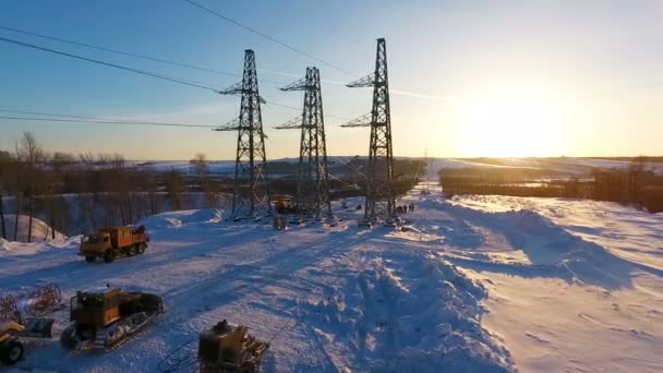 Fantastique Vue Supérieure Puissant Terrain Construction Sous Station Transmission Électrique — Video