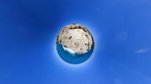 Spherical panorama rocks among boundless ocean — Stock Video