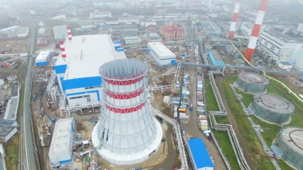 Üst Görünüm Düşük Güç Termoelektrik Stasyonu Gaz Türbini Itiş Binalar — Stok video