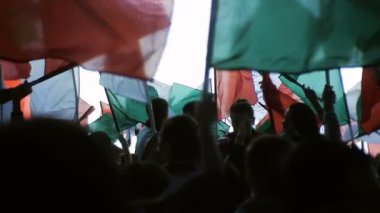 etkileyici görünüm sporseverler maçında takım logosu bayrakları dalga