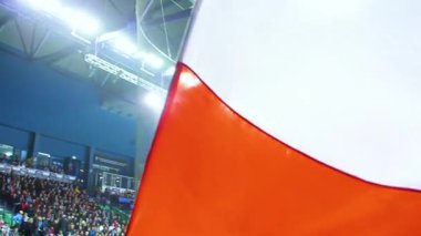 yavaş hareket yakın görünüm bayrağı oyun hokey hayranı tarafından dalga