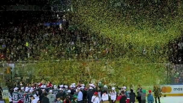 Hokey şampiyonluğu sonu yavaş hareket kutlama — Stok video