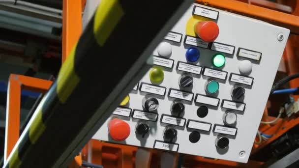 Motion to control panel with blinking orange light closeup — Stock Video